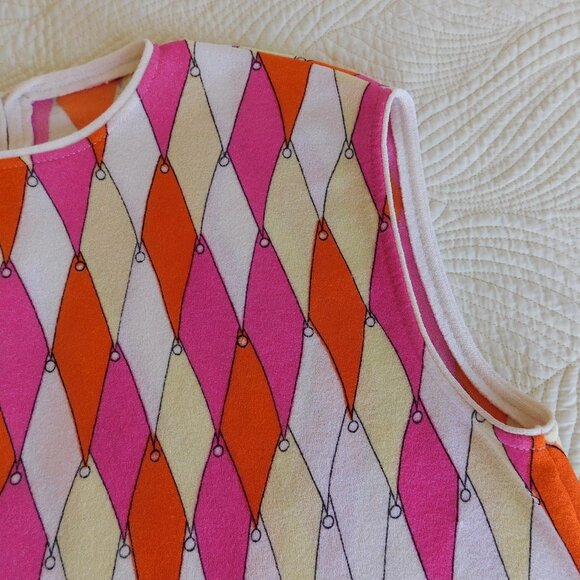 VTG Zio Luigi sleeveless top Pucci look harlequin mod 60s diamond tassel blouse - Picture 4 of 13